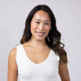 Scallop Tank Top for Women in White