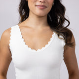 Scallop Tank Top for Women in White