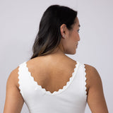 Scallop Tank Top for Women in White