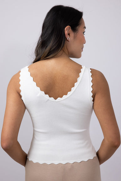 Scallop Tank Top for Women in White