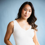 Scallop Tank Top for Women in White