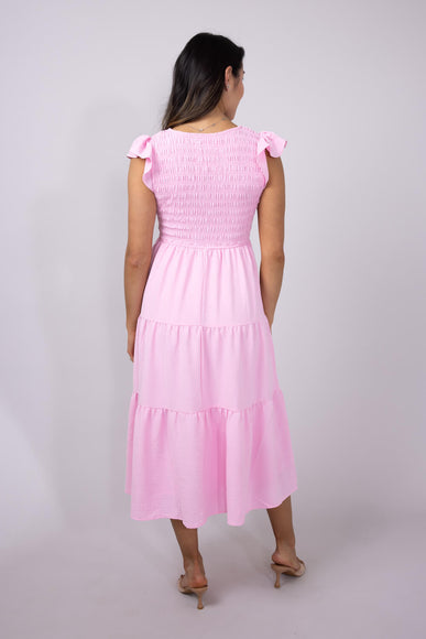 Blu Pepper Smocked Bodice Maxi Dress for Women in Pink