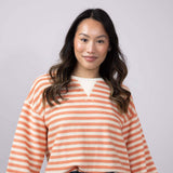 Blu Pepper Contrast Ribbed Stripe Knit Top for Women in Peach