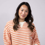 Blu Pepper Contrast Ribbed Stripe Knit Top for Women in Peach