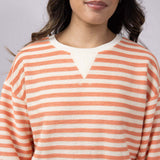 Blu Pepper Contrast Ribbed Stripe Knit Top for Women in Peach