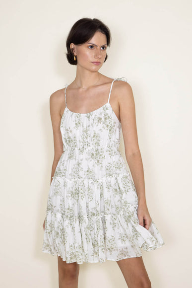 Tiered Floral Mini Dress for Women in Green