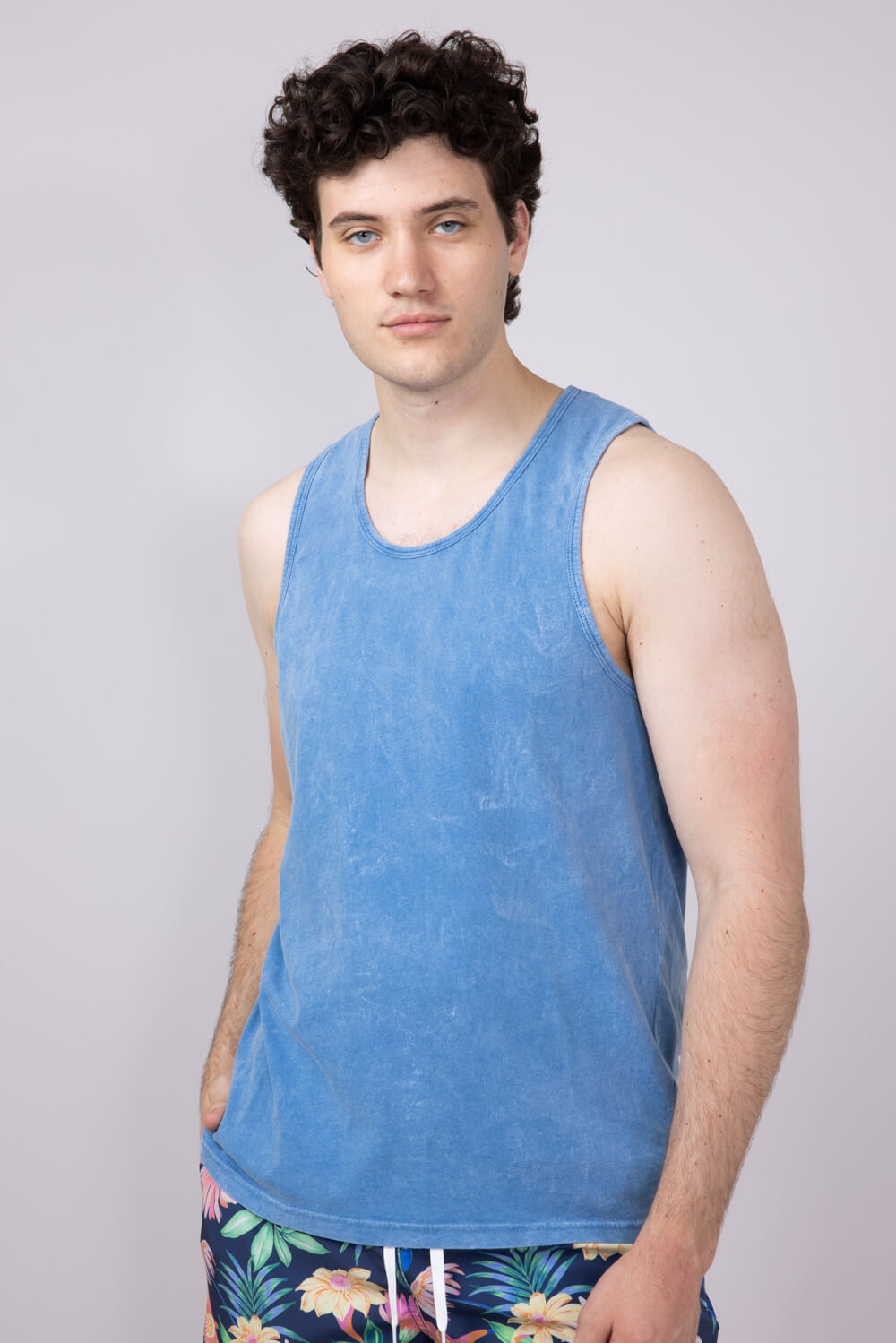 Bondi Beach Mineral Wash Tank Top for Men in Light Blue | 625TMW
