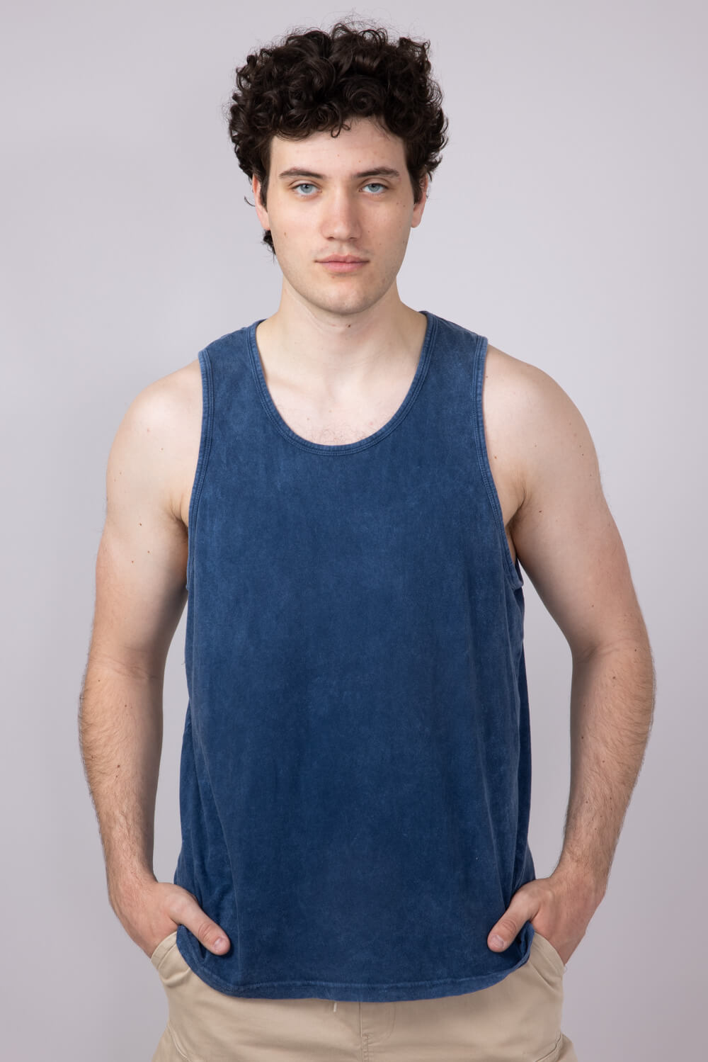 PABLO　VINCI　タンクトップ Bondi Beach Mineral Wash Tank Top for Men in Navy | 625TMW-NAVY