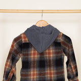 Brooklyn Cloth Youth Hooded Flannel Shacket for Boys in Brown