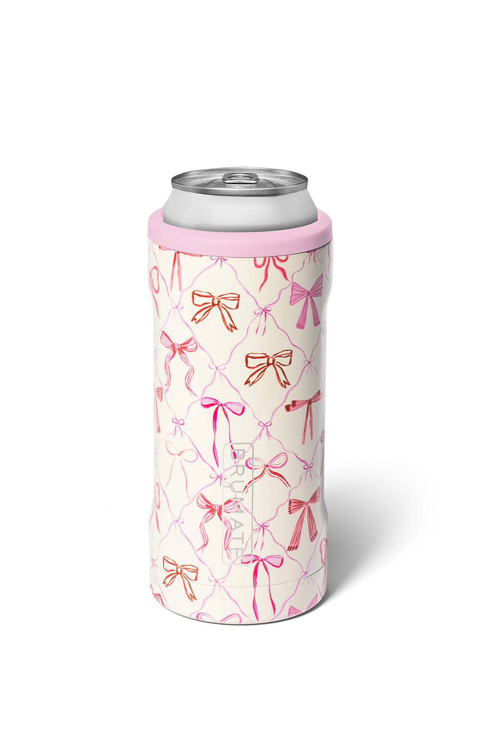 BruMate 12 oz Hopsulator Slim Can Cooler in Pink Bows DWHS12BOW