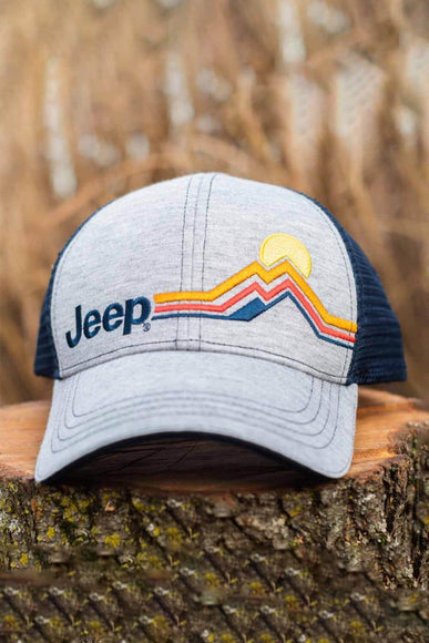Jeep Mountain Stripe Trucker Hat for Men in Grey
