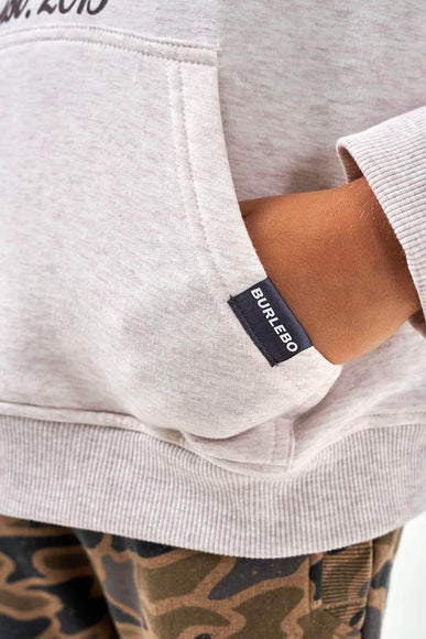 Burlebo Youth Deer Fleece Hoodie for Boys in Oatmeal