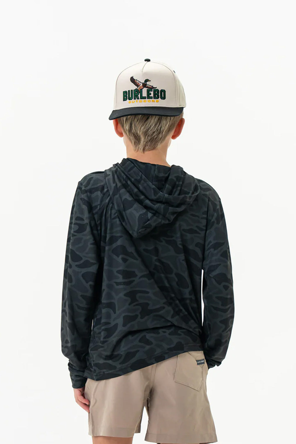 Burlebo Youth Performance Hoodie for Boys in Black Camo