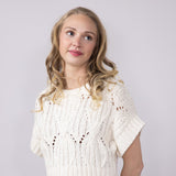 Knit Short Sleeve Sweater for Women in Cream