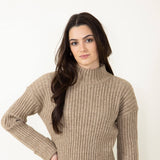 By Together Mock Neck Sweater for Women in Taupe