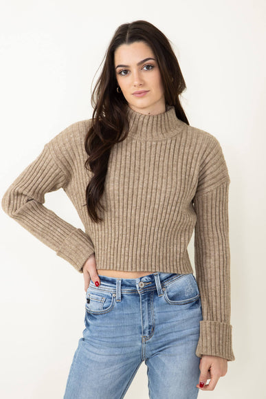 By Together Mock Neck Sweater for Women in Taupe