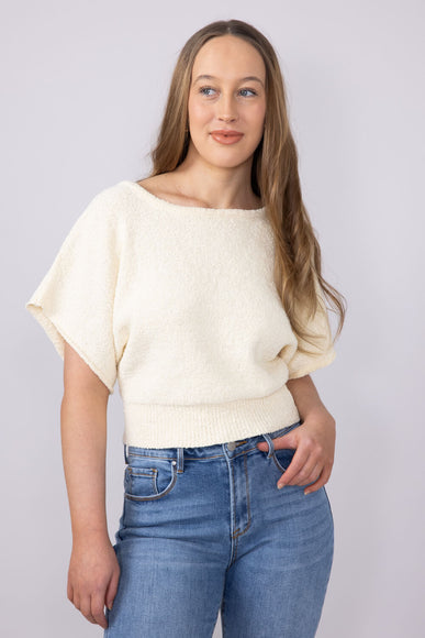 By Together Tie Back Cropped Sweater for Women in Cream