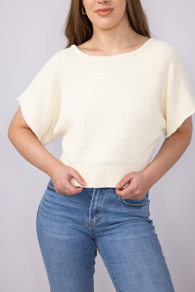 By Together Tie Back Cropped Sweater for Women in Cream