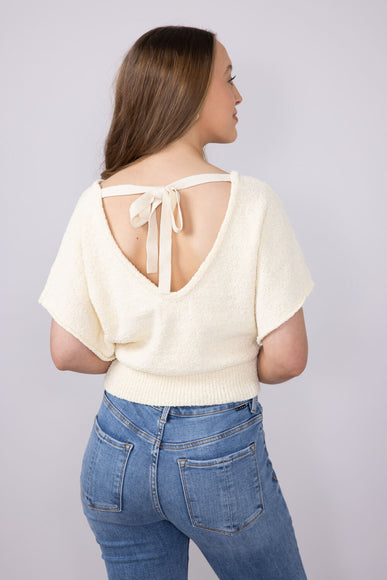 By Together Tie Back Cropped Sweater for Women in Cream