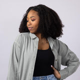C&C California Relaxed Sunwashed Pebble Woven Shirt for Women in Sage