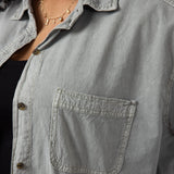C&C California Relaxed Sunwashed Pebble Woven Shirt for Women in Sage