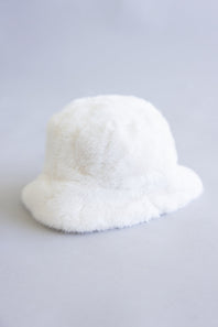 C.C. Glitter Fur Bucker Hat for Women in Ivory