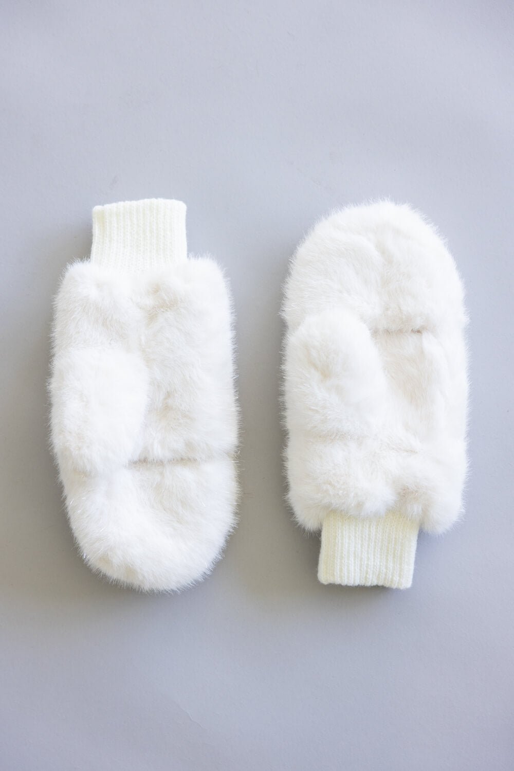 C.C. Glitter Fur Convertible Mitten for Women in Ivory