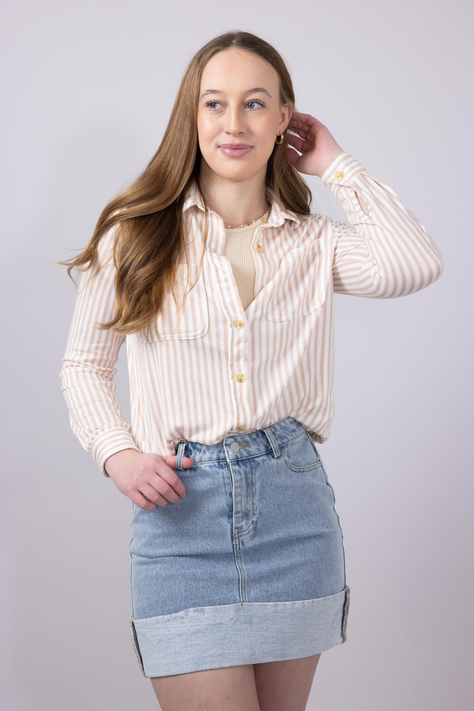 ★FANCY CLUB ★STRIPE BUTTON COLLAR TEE FANCY CLUB tシャツ A'GEM/9 × .kom 「 CLUB/ファンシークラブ