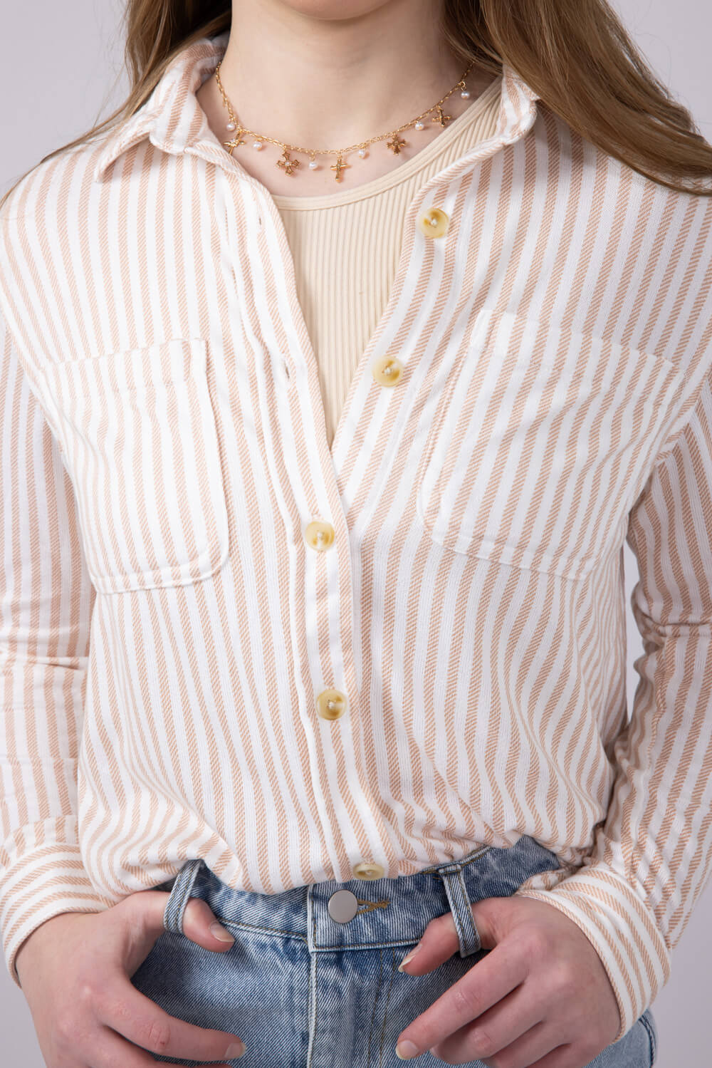 C&C California Marina Luxe Button Up Stripe Shirt for Women