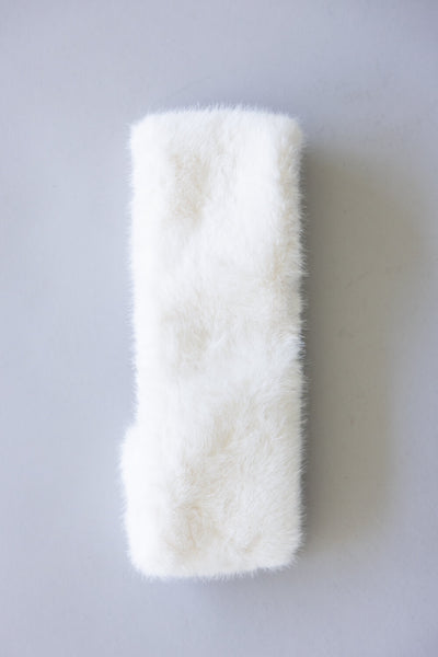 C.C. Glitter Fur Headwrap for Women in Ivory