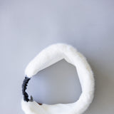 C.C. Glitter Fur Headwrap for Women in Ivory