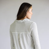 C&C California Marina Luxe Essential Striped Button Up Shirt for Women in White