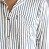 C&C California Marina Luxe Essential Striped Button Up Shirt for Women in White