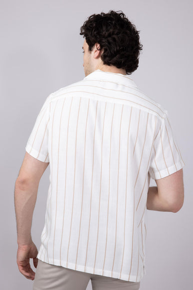 Denim & Flower Striped Button Up Shirt for Men in White