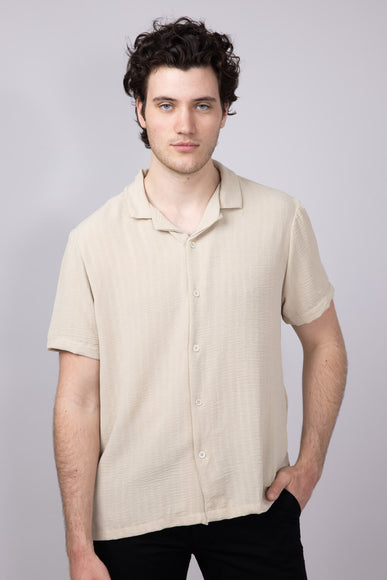 Textured Button Down Shirt for Men in Sand