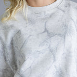 Camo Drop Shoulder Crewneck Fleece Sweatshirt for Women in Grey