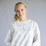 Camo Drop Shoulder Crewneck Fleece Sweatshirt for Women in Grey