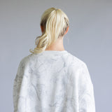 Camo Drop Shoulder Crewneck Fleece Sweatshirt for Women in Grey