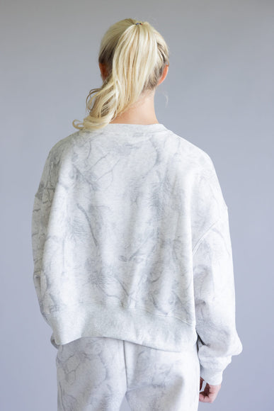 Camo Drop Shoulder Crewneck Fleece Sweatshirt for Women in Grey