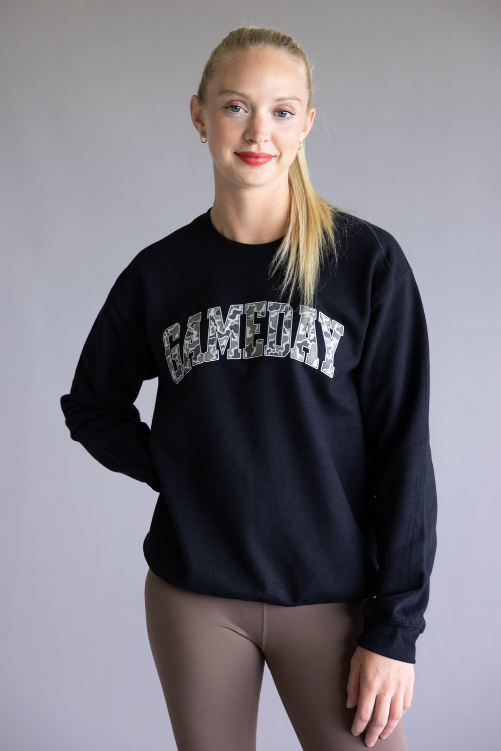 Gameday Camo Sweatshirt for Women in Black