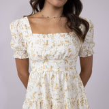 Floral Tiered Dress for Women in Ivory