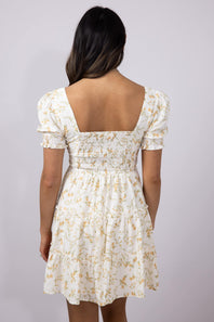 Floral Tiered Dress for Women in Ivory