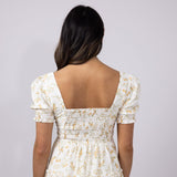Floral Tiered Dress for Women in Ivory