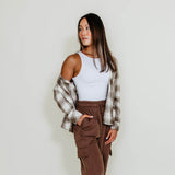 Hyfve Drawstring Ankle Cargo Sweatpants for Women in Brown