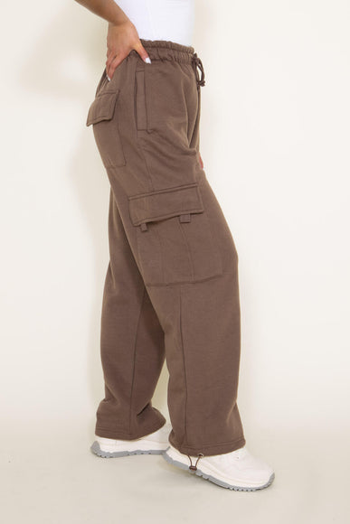 Hyfve Drawstring Ankle Cargo Sweatpants for Women in Brown