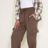 Hyfve Drawstring Ankle Cargo Sweatpants for Women in Brown