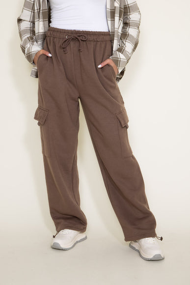 Hyfve Drawstring Ankle Cargo Sweatpants for Women in Brown