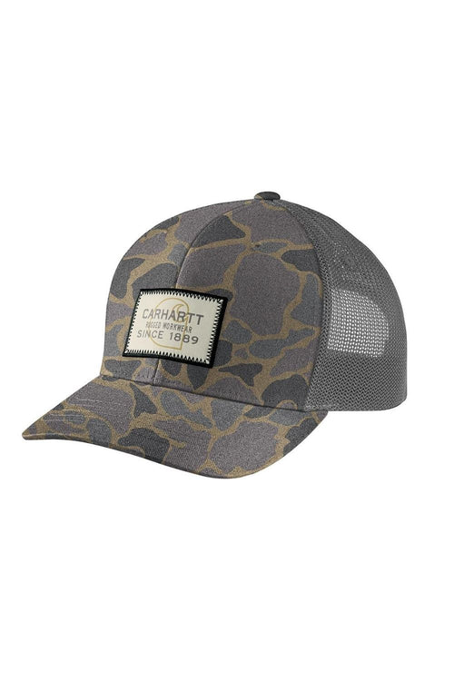 Carhartt Wool Logo Patch Mesh Back Cap in Camo