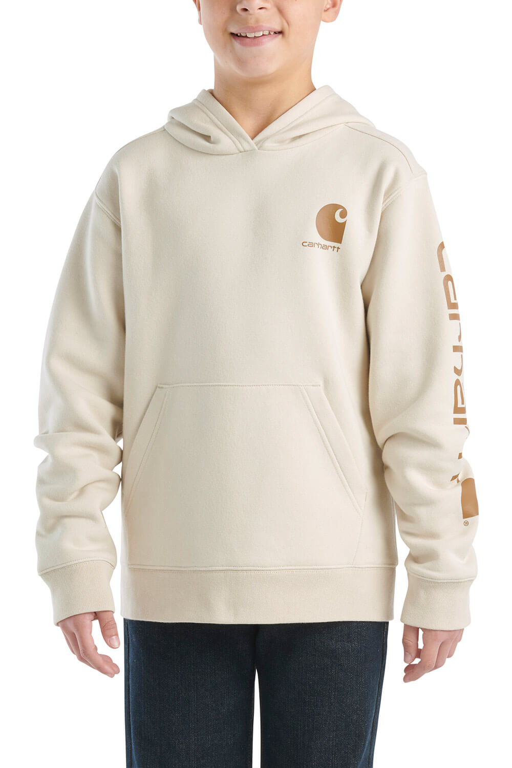 Classic Carhart Youth Pullover Hoodie in Beige  