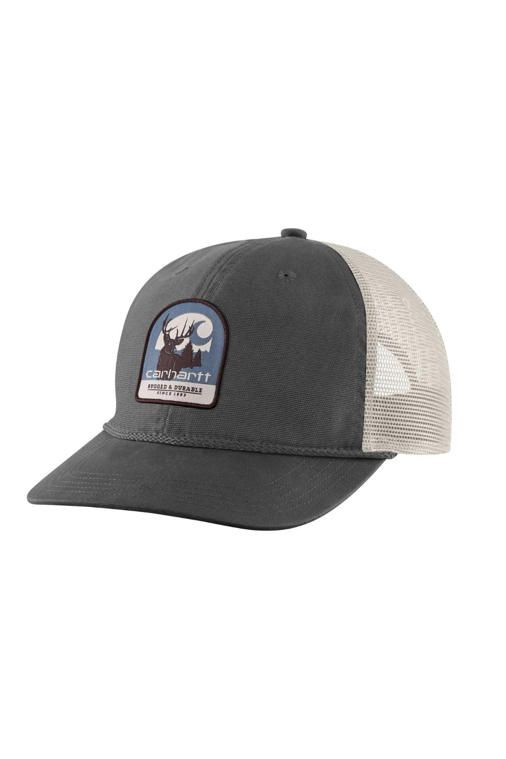 Carhartt Canvas Logo Patch Mesh Back Cap in Dark Gray